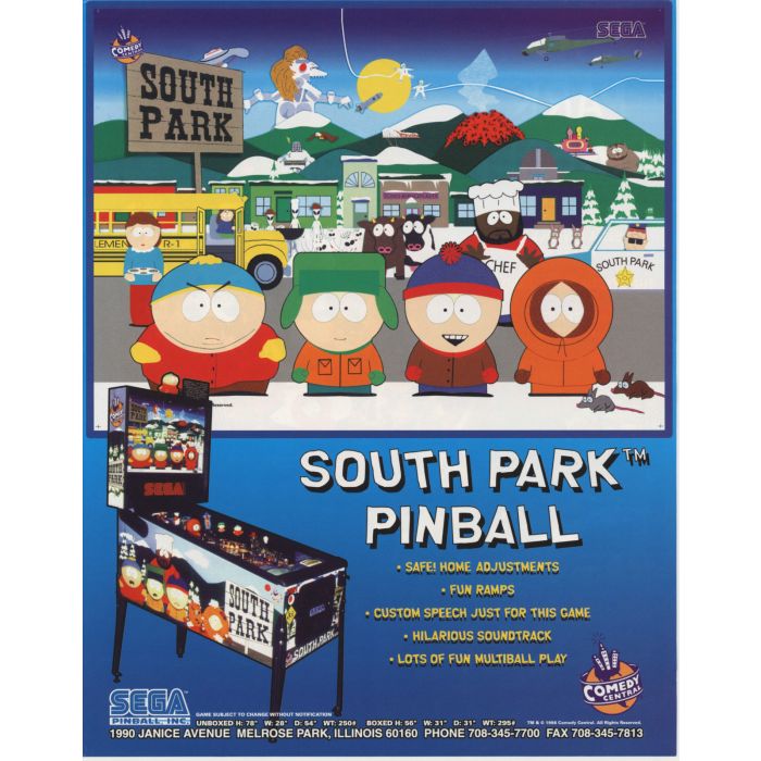 DATA EAST SEGA South Park Pinball Machine Adult Warning TOPPER 