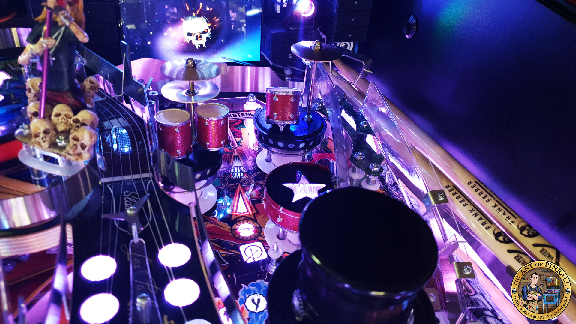 Guns N’ Roses Sculpted Drum Set Pop Bumper Covers by The Art of Pinball - Image 9