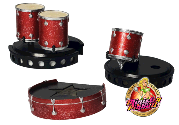 Guns N’ Roses Sculpted Drum Set Pop Bumper Covers by The Art of Pinball